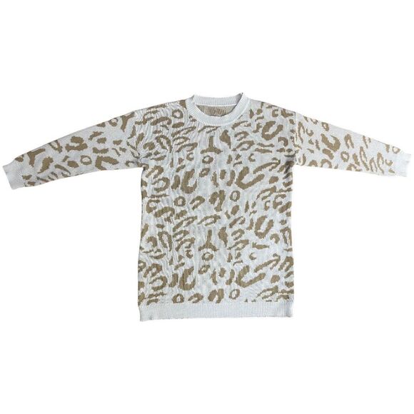 Vestidos Woman's Cheetah Print Cream Tan Sweater sz Small - Picture 2 of 5